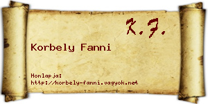 Korbely Fanni névjegykártya